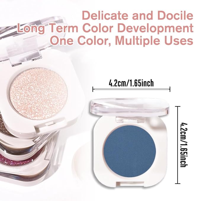 FeiCuiYun Single Matte Eye Shadow Palette Makeup, Blue Matte Eyeshadow for Women Halloween Birthday Party Wear, Monochrome Eye Shadow Makeup, Pigmented Waterproof Sombras Para Ojos, 34