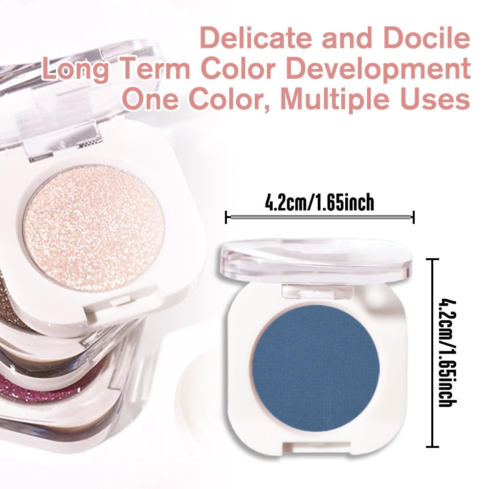 HHLTOH Dark Blue Single Matte Eyeshadow Makeup, Neutral Powde Eye Shadow for Women, Dark Blue Matte Singles Eyeshadow Palette Pigmented Waterproof, sombras para ojos, Girls Christmas Eyeshadows Gifts