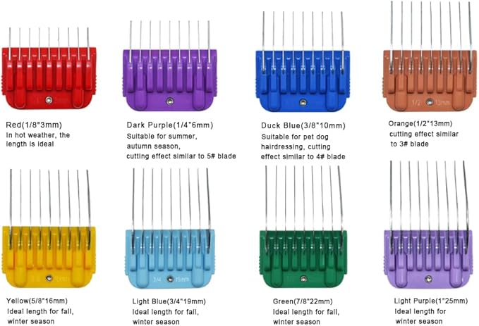 Dog Stainless Steel 8 Color Comb Compatible with andis oster A5 wahl km10