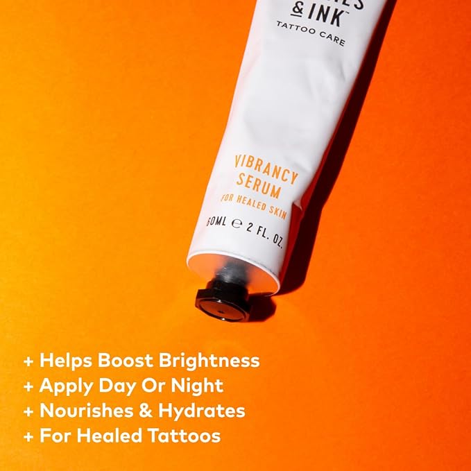 Stories & Ink Tattoo Care | VIBRANCY SERUM for Healed Tattoos | Brightening Treatment to Enhance Ink Color & Restore Faded Tattoo Pigment, Lightweight Hydrating Aftercare, 60 mL / 2 Fl Oz