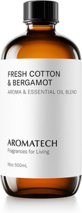 AromaTech Fresh Cotton and Bergamot Essential Oil Blend: Luxury Hotel Inspired Aromatherapy with Bergamot, Fresh Cotton & Sandalwood for Ultrasonic Diffusers & Nebulizers (500 mL)