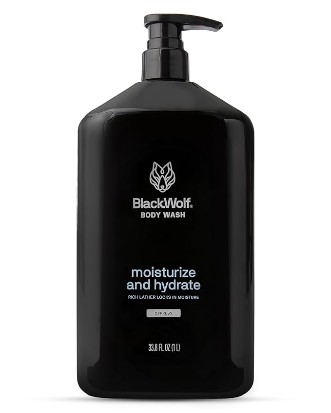 Black Wolf Moisturizing Body Wash for Men, Sandalwood - Hydrating Bodywash