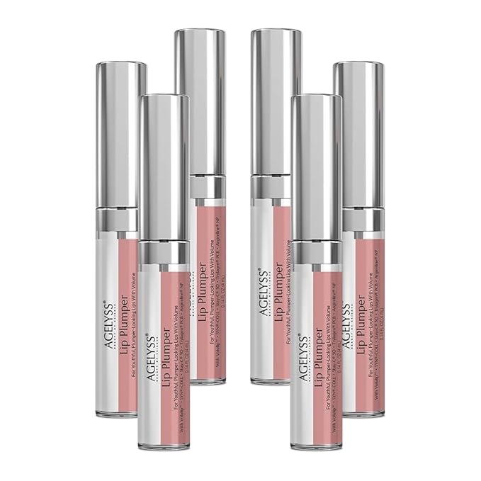 Agelyss Lip Plumper - Deep Hydration - Lip Volume, Collagen Boost, Plumping - Paraben-Free, Cruelty-Free, Vegan -.14 FL OZ - Pack of 6