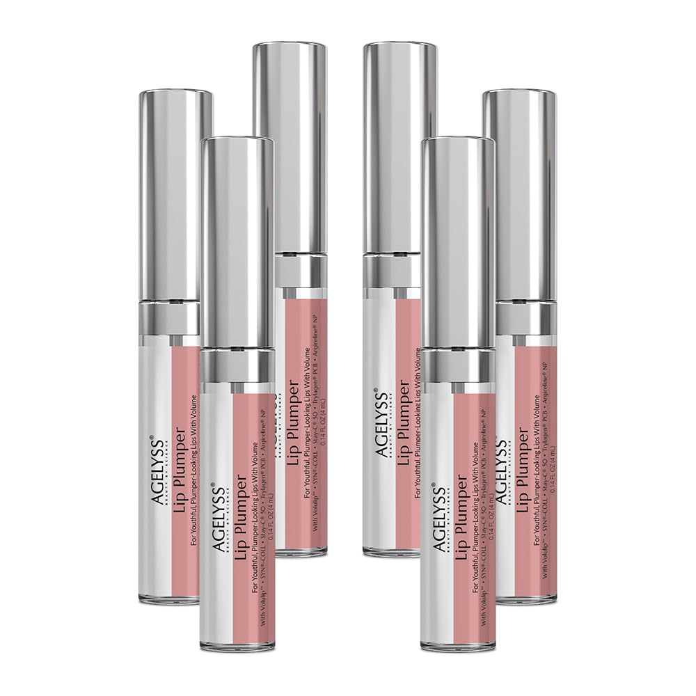 Agelyss Lip Plumper - Deep Hydration - Lip Volume, Collagen Boost, Plumping - Paraben-Free, Cruelty-Free, Vegan -.14 FL OZ - Pack of 6