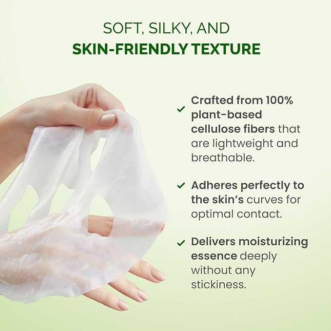 PLANTIFIQUE Korean Sheet Face Masks Skincare, 5 Pack - Calming & Soothing