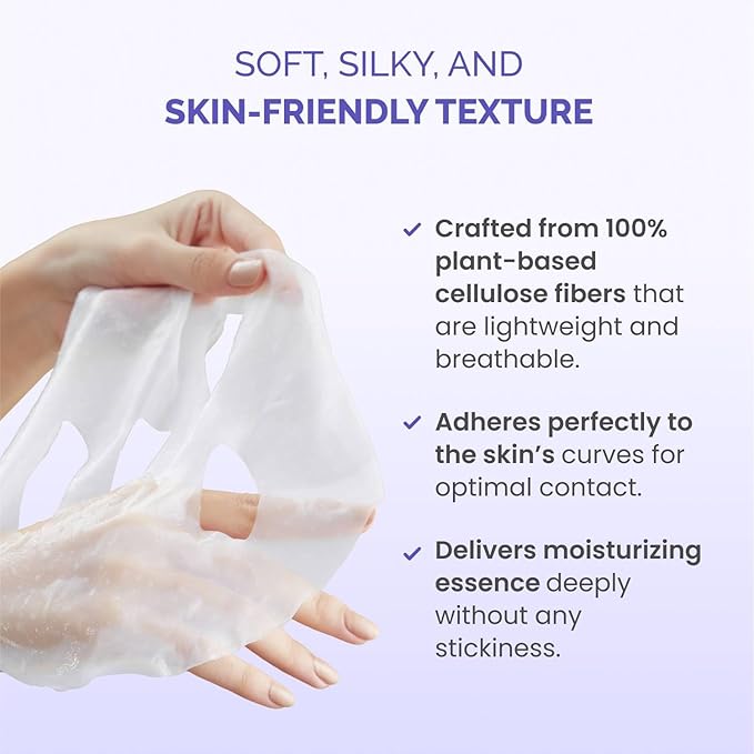 PLANTIFIQUE Korean Face Masks, 5 Pack - Hydrating, Anti-Aging & Firming