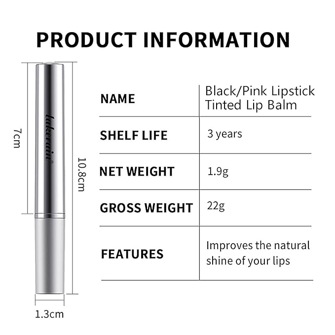 LuckNest 2PCS Honey Lipstick Tinted Lip Balm, Sheer Hydrating Lip Gloss Lip Tint, Nourishing Lip Balm with Natural Black Cherry, Moisturizing Lip Care Balm for All Skin Tones (Black & Pink)
