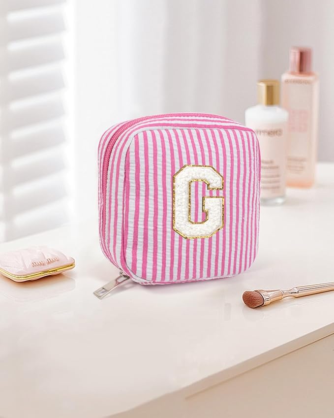 LETGO Easter Basket Gifts Makeup Bag for Women - Monogram Cosmetic Bag Travel Toiletry Bag Brush Holder Birthday Gifts for Women Her Wedding Bridesmaid Friend Sister Teacher Wife Grandma