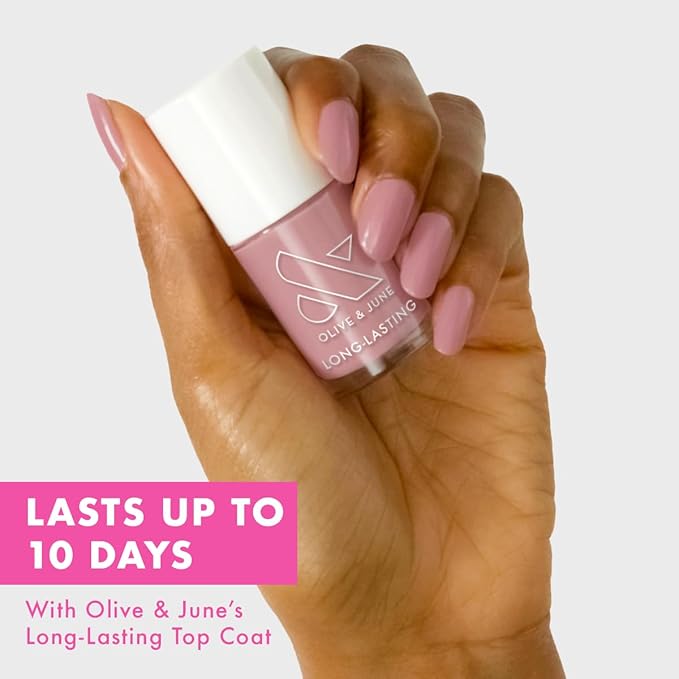 Olive & June Long Lasting Nail Polish | Plump Gel-Like Finish No Lamp Needed | Lasts up to 10 days | Salon-Quality 15-Free Vegan & Cruelty-Free Chip-Resistant | World Lit, Mauve