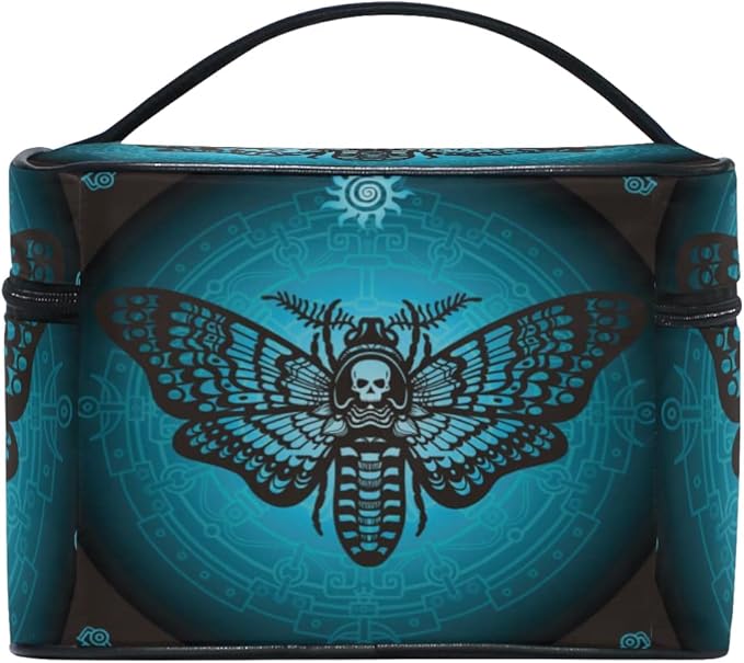 MNSRUU Makeup Bag, Skull Butterfly Travel Makeup Organizer Bag Cosmetic Cases Toiletry Bags for Girl Women Ladies