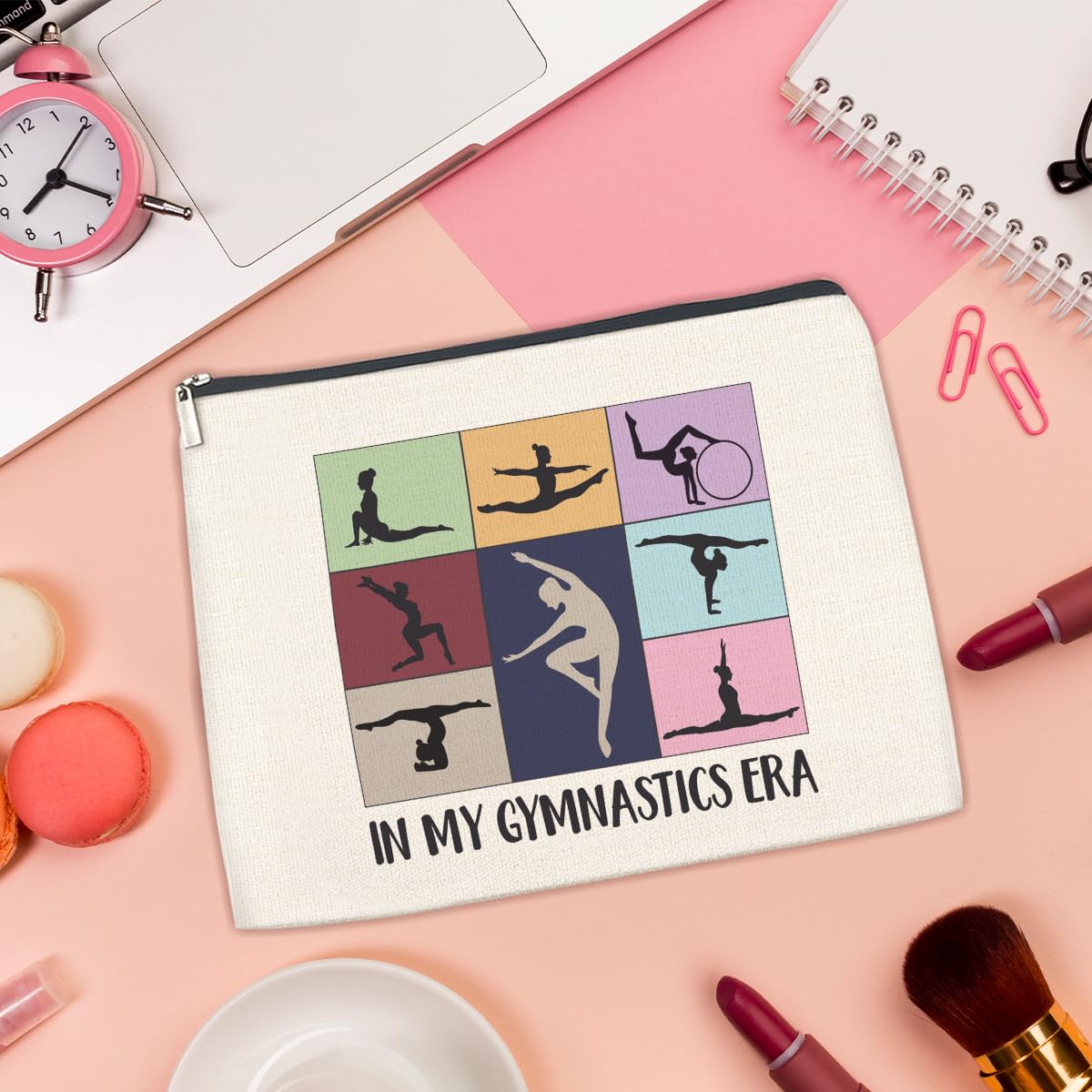 Gymnastics Gifts Makeup Bag, Gymnast Team Graduation Gift for Women Girls Thank You Appreciation Gifts for Gymnastics Coach Friend Coworker Gymnastic Stuff Accessories Cosmetic Travel Bag for Purse