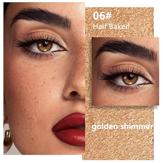 FeiCuiYun Glitter Single Eye Shadow Palette Makeup, Golden Sparkle Shimmer Monochrome Eyeshadow For Older Women, Mini Pressed Pigmented Waterproof Sombras Para Ojos,Vegan, Talc, Paraben&Cruelty Free