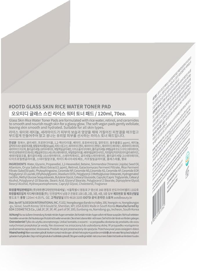 #OOTD Rice Water Toner Pads for Glass Skin,70 Pads | Korean Skincare