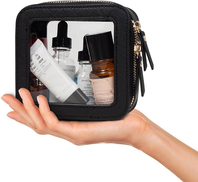 FFpaw Clear Makeup Bag, Small Makeup Bag TSA Approved Toiletry Bag Cosmetic Travel Bag Cute Makeup Bag Organizer Makeup Case Pouch Car Essentials for Women Men