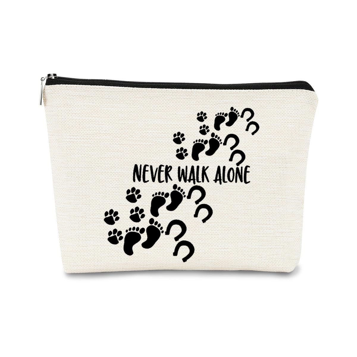 BARPERY Horse Gifts Horsehoes Paw Farm Girl Makeup Bag,Inspirational Gifts Never Walk Alone Cosmetic Bag,Birthday Christmas Make up Bag Gifts for Women Coworkers Friend Teen Girls Animal Lover