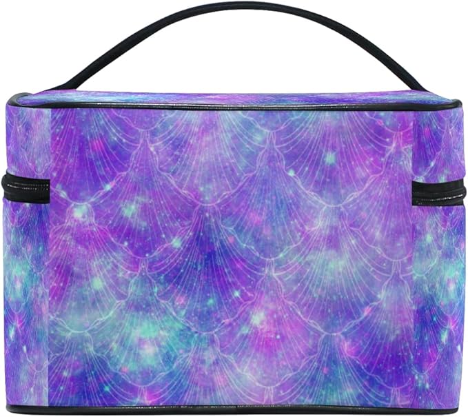 MNSRUU Makeup Bag, Mermaid Fantasy Space Travel Makeup Organizer Bag Cosmetic Cases Toiletry Bags for Girl Women Ladies