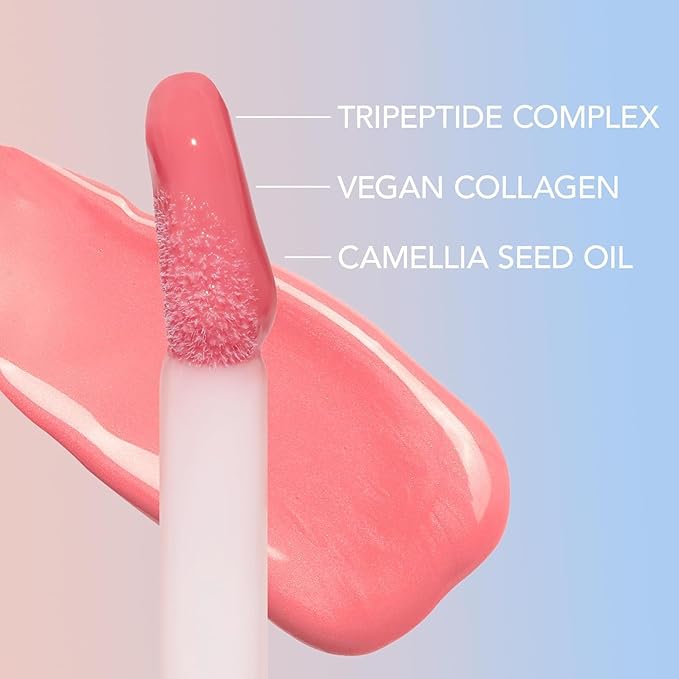 Sacheu Lip Elixir Hydrating Lip Gloss, High-Shine, Clear & Sheer Pink