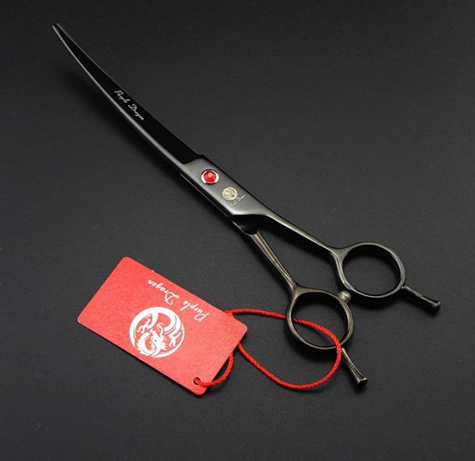 Purple Dragon 7" Dog Grooming Scissors Set with Rhinestone Accent - Gray