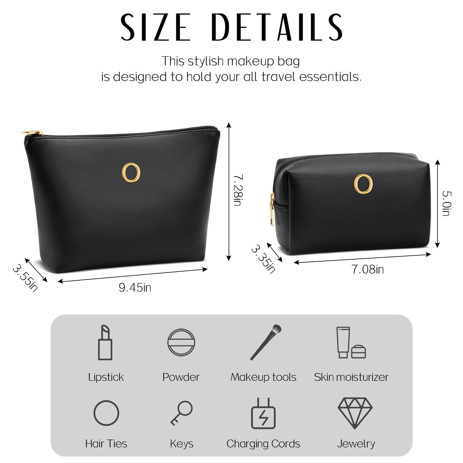 CLOUDWINGS Gifts for Women Girls Personalized Initial Travel Makeup Bag