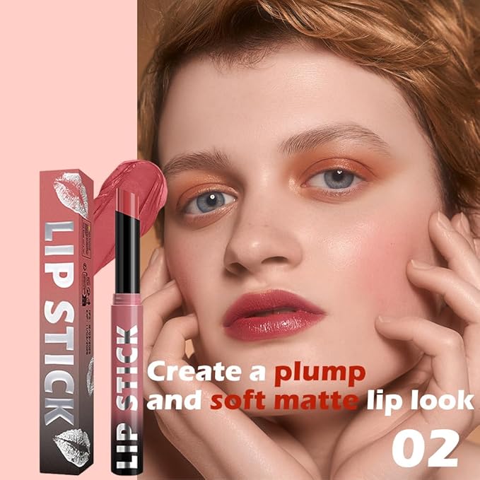 IATMOMOD Coral Red Matte Lipstick for Women, Long Lasting Waterproof Transfer-Proof Vegan Lip Bar, 24H Moisturizing Smudge-Proof All-Day Lip Color for Daily & Party M02#