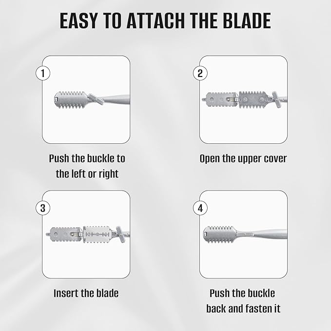 FEISIER Aluminum Double-Edge Hair Thinning Razor Comb with 10pcs Blades,Hair Texturizing Cutting Razor Comb for Thin and Thick Hair Trimming and Styling