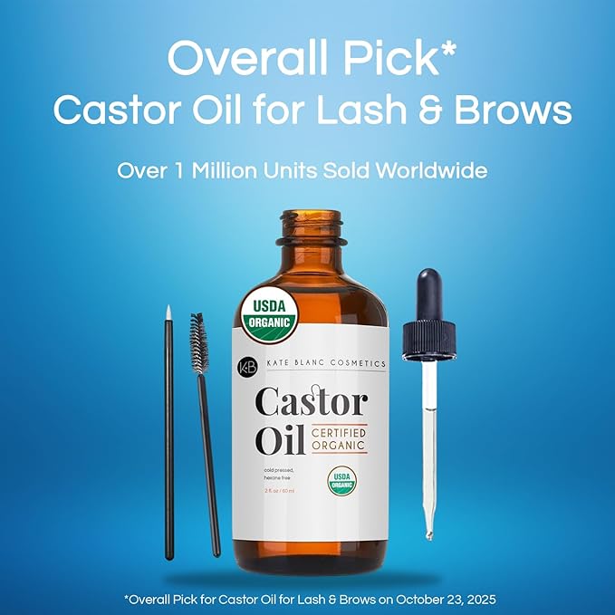 Kate Blanc Cosmetics Castor Oil Organic for Hair, Lashes, Face, Skin (2oz)
