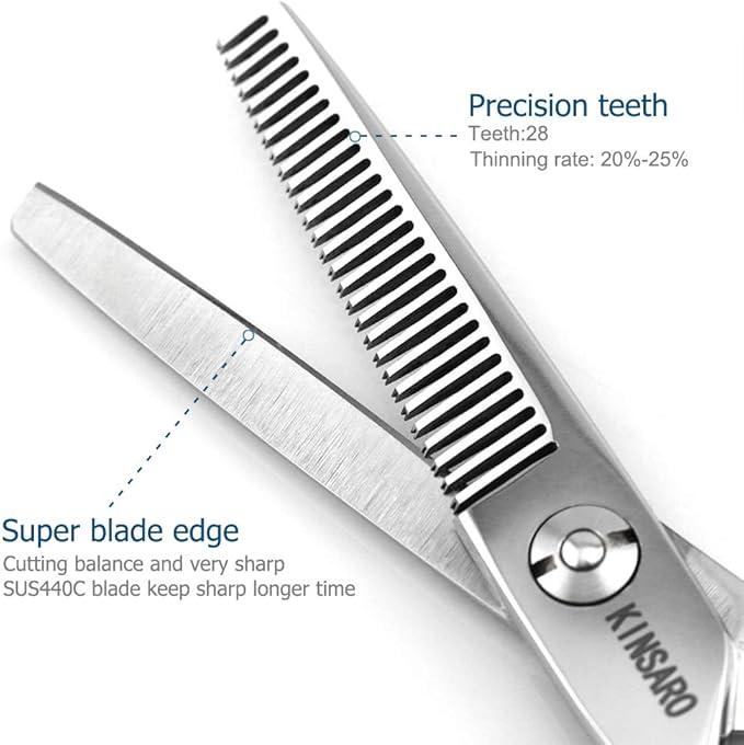 KINSARO Left Hand Hair Thinning Scissors 5.5 Inch, 440C, Texturizing Shears