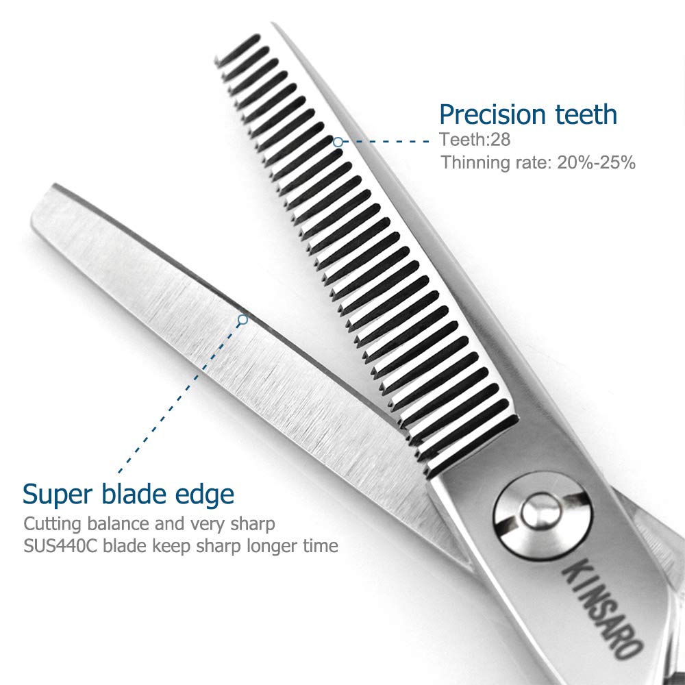 KINSARO Left Hand Hair Thinning Scissors 5.5 Inch, 440C, Texturizing Shears