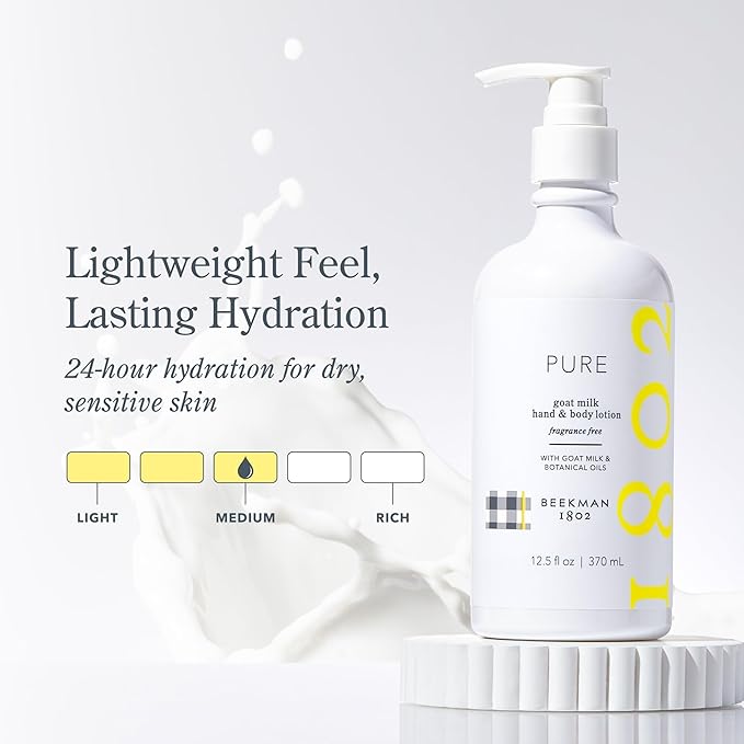 Beekman 1802 Pure Goat Milk Lotion, Fragrance Free, 12.5 fl oz