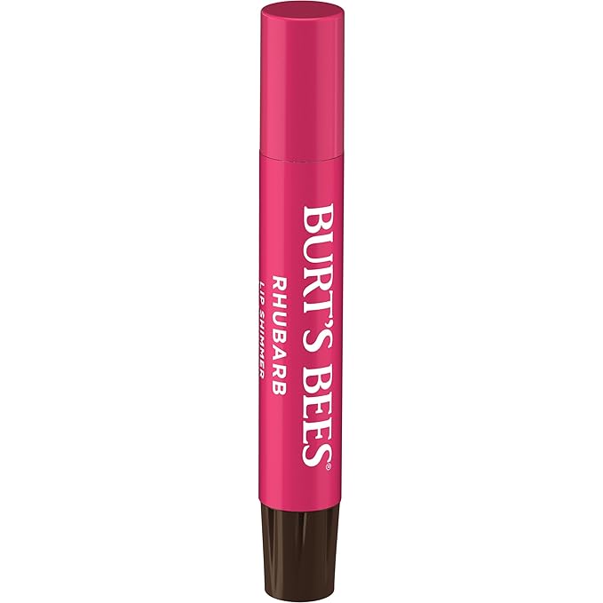 Burt's Bees Shimmer Lip Tint Set, Mothers Day Gifts, Tinted Lip Balm Stick, Moisturizing for All Day Hydration with Natural Origin Glowy Pigmented Finish & Buildable Color, Rhubarb (4-Pack)