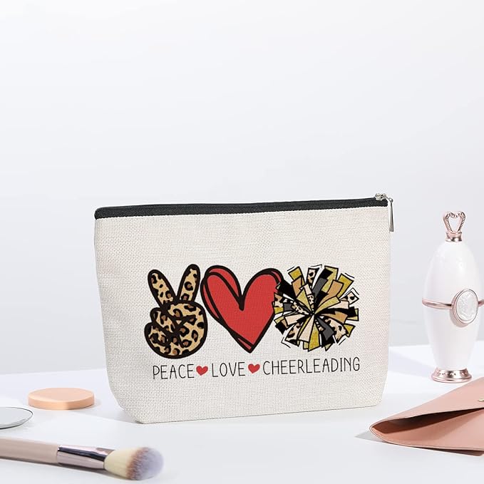 kdxpbpz Cheer Stuff Cheerleader Cheer Bag Funny Cheerleader Gifts Cheerleading Gift Christmas Birthday Gifts for Women Her Female Cheer Team Merchandise - Peace Love Cheerleading