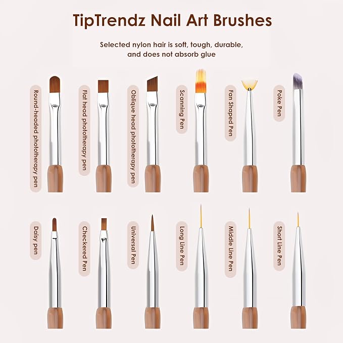Nail Art Brush Long Line Pen - Precision Tool for Detailed Nail Design, Fine Lines, Water Ripples, and Intricate Patterns, 10