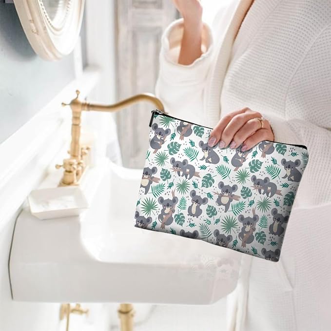 Givotin Small Makeup Bag for Purse Cute Canvas Waterproof Cosmetic Bags for Women Zipper Travel Toiletry Pouch-Koala Makeup Bags