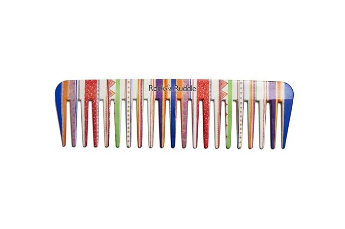 Rock & Ruddle Wide Tooth Comb. Perfect for Detangling Wet Hair and Applying Hair Color. Folio Society Stripe Design