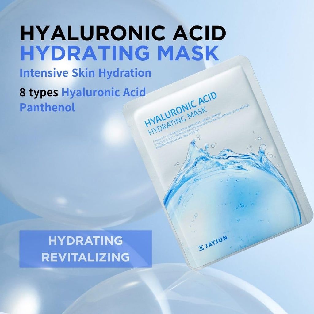 JAYJUN Hyaluronic Acid Hydrating Mask (10 Sheets) - 8-Layer Moisture Technology for Deep Hydration & Revitalization