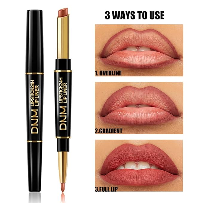 Aseawave 3Pcs Lip Liner and Lipstick Combo Set, Chestnut Nude Brown Lipgloss for Women Magic Lipstain 24 Hours Original Lip Liner Makeup Stain Long Lasting Waterproof Smudge Proof labial