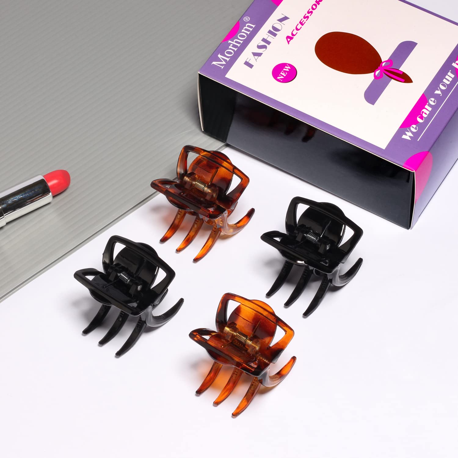 4 Pieces Hair Claw Clips,Morhom Big Size Hair Claws 2.0 Inch Hair Jaw Clip for Women Girls Thick or Medium Hair