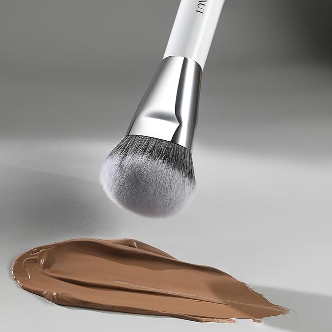 ALBEAUT 201 Angled Foundation Brush for Flawless Makeup Application Professional Liquid, Cream Powder Foundation Brush with Dense Bristles - Contoured for Precise Blending and Buffing