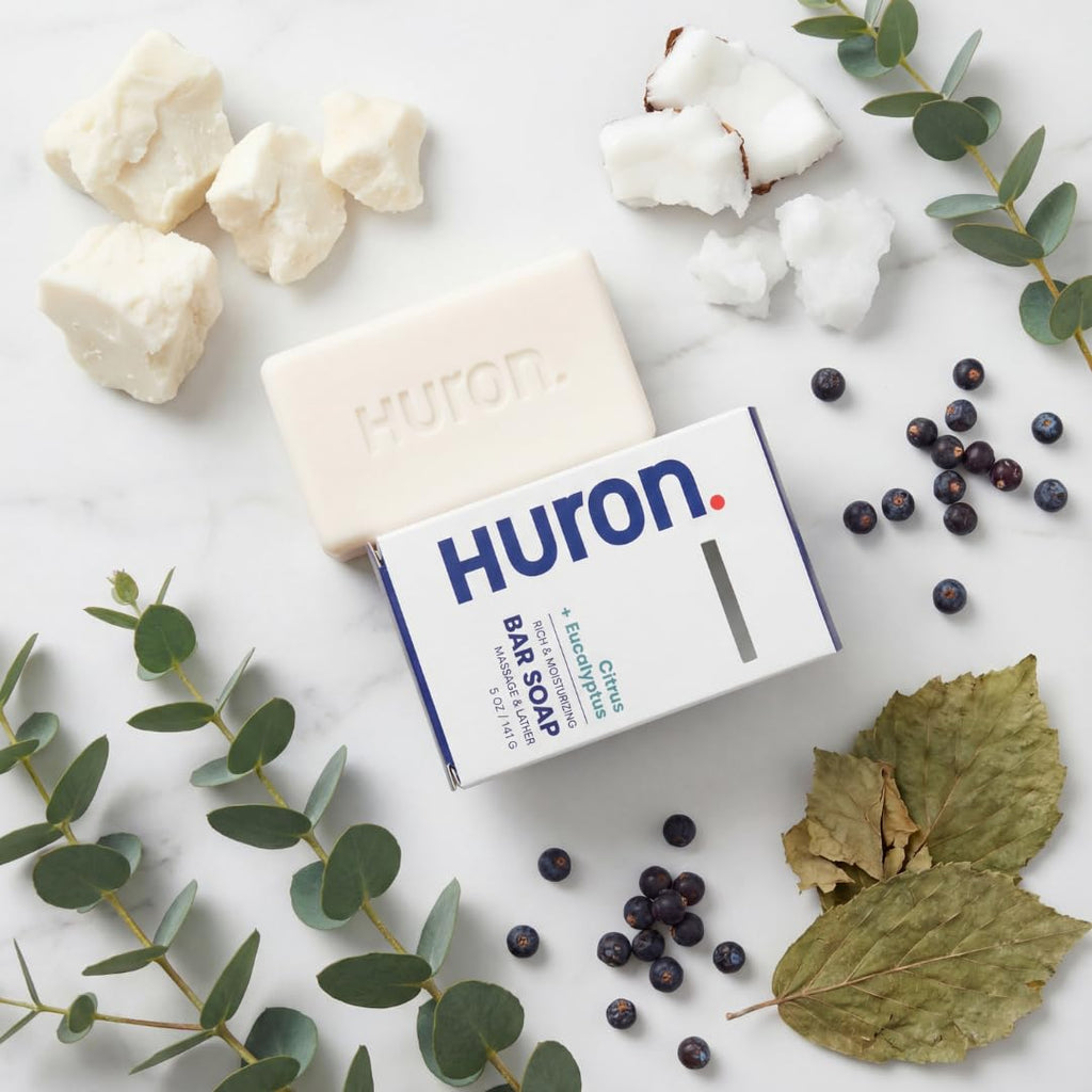 Huron Bar Soap: Citrus + Eucalyptus Scent; Non-Toxic; 3-pack (5 oz bars)