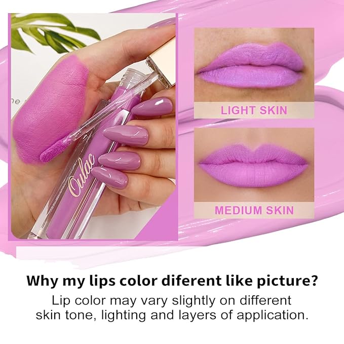 Oulac Matte Lipstick for Women Long Lasting, Light Pink | Lavender Lip Gloss, Waterproof Lip Stain, No Transfer, Creamy High Pigmented Formula with Rose Oil, Vegan & Cruelty-Free, M14