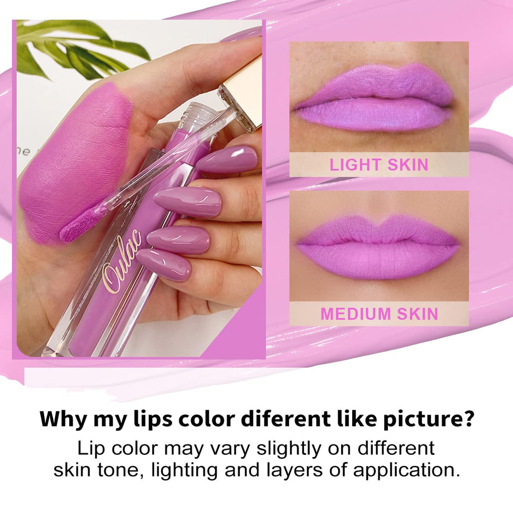 Oulac Matte Lipstick for Women Long Lasting, Light Pink | Lavender Lip Gloss, Waterproof Lip Stain, No Transfer, Creamy High Pigmented Formula with Rose Oil, Vegan & Cruelty-Free, M14