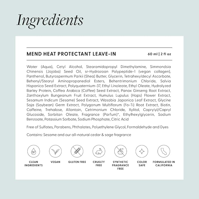 Arey Mend Heat Protectant Conditioner, Protects Hair up to 450°F, 2 Fl Oz