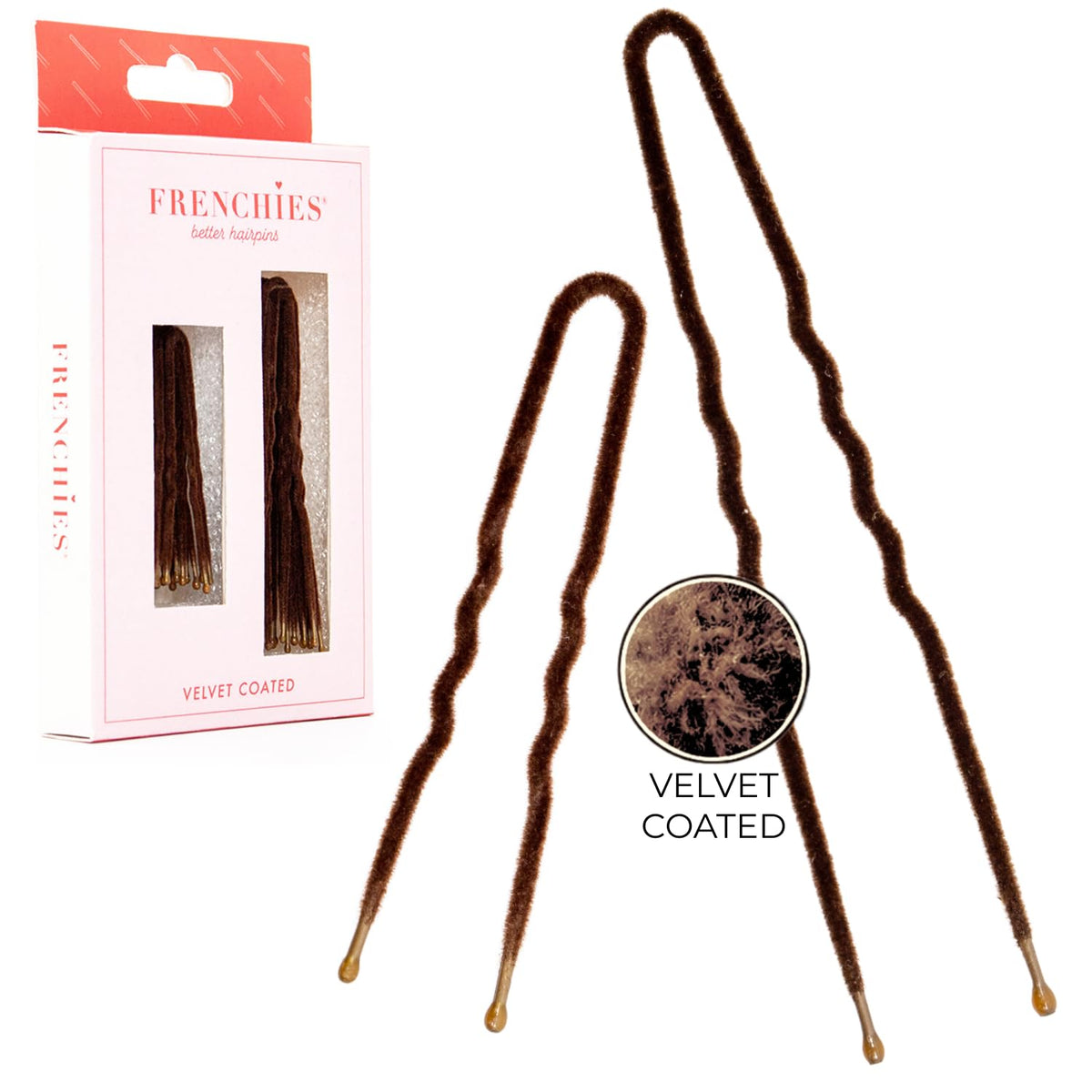 Frenchies Velvet Coated French Hair Pin, Non Slip, 20 Count, Red
