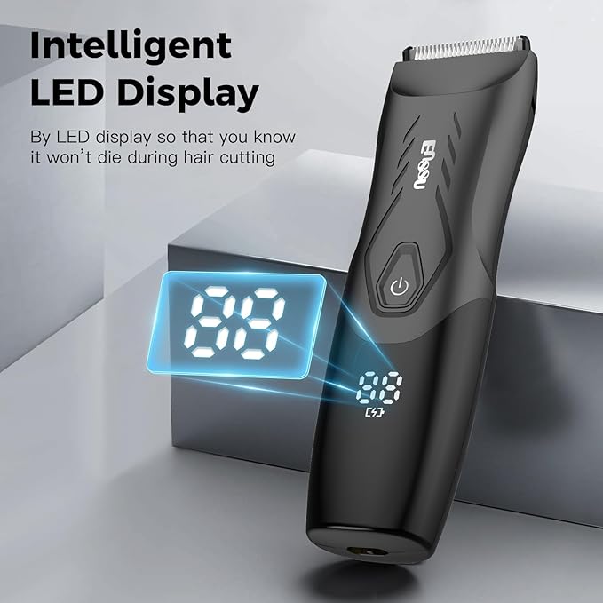 ENSSU Body Hair Trimmer for Men: 2-in-1 Manscape Trimmer & Shaver with LED Light for Ball/Pubic/Groin,Waterproof Trimmer for Men,No-Nick Shaving,Smooth Grooming