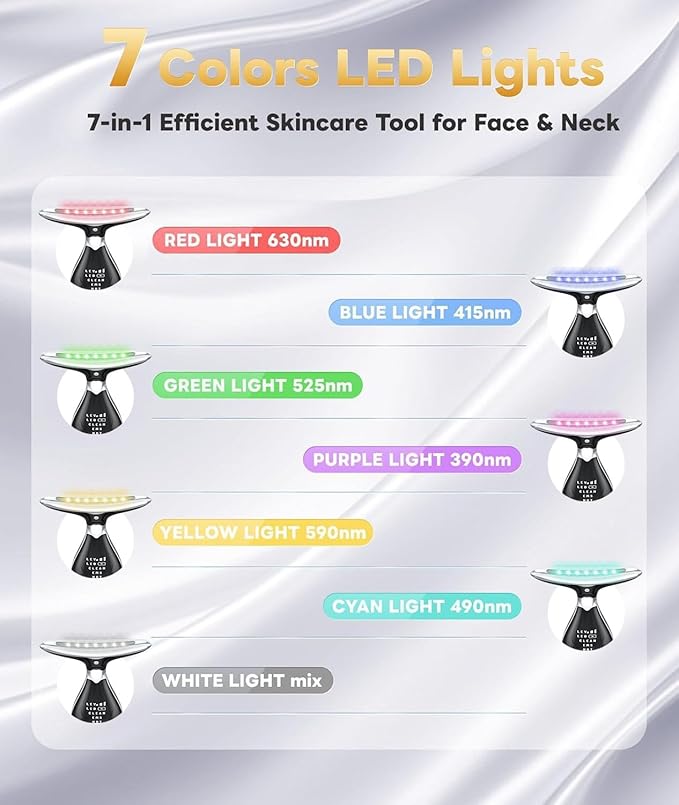 BILIXUN 7 in 1 Face Massager Tool with Red Light Therapy