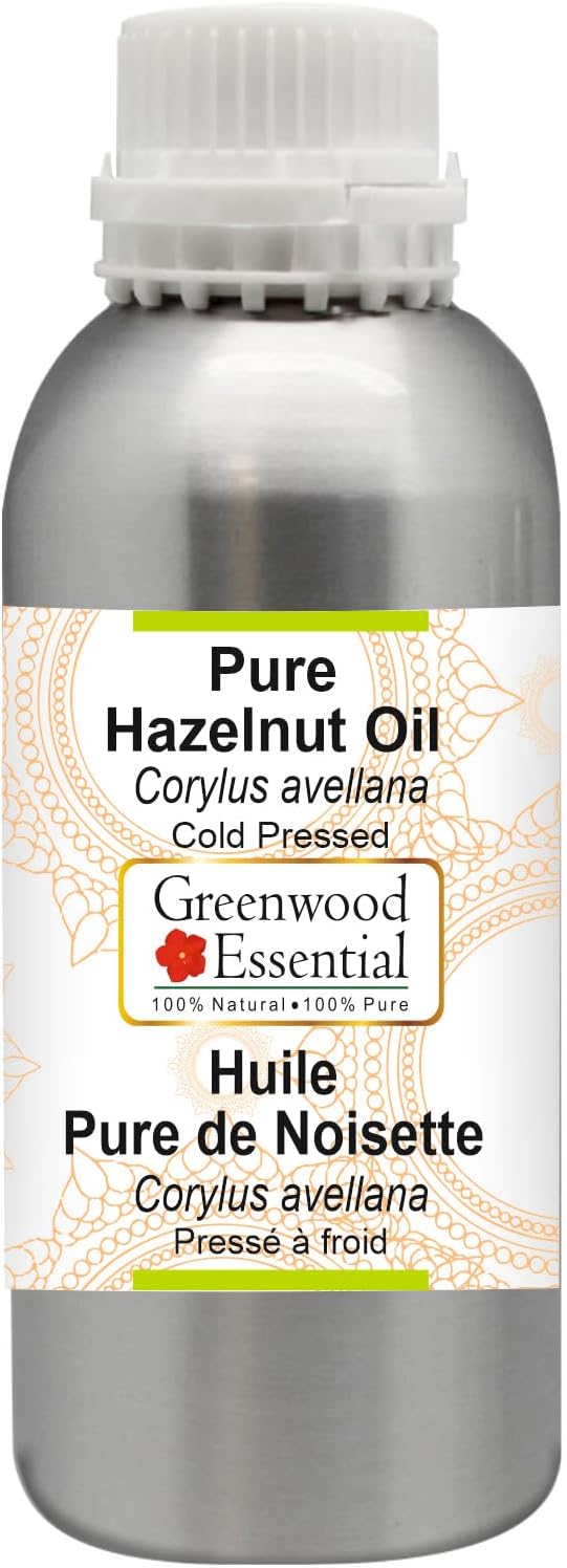 Greenwood Essential Pure Hazelnut Oil (Corylus avellana) Cold Pressed 630ml (21 oz)