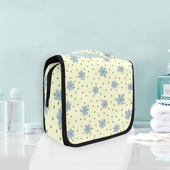 senya Hanging Travel Toiletry Bag Flowers Round Dot Kit Makeup Case Cosmetics Organizer for Men Women overnight