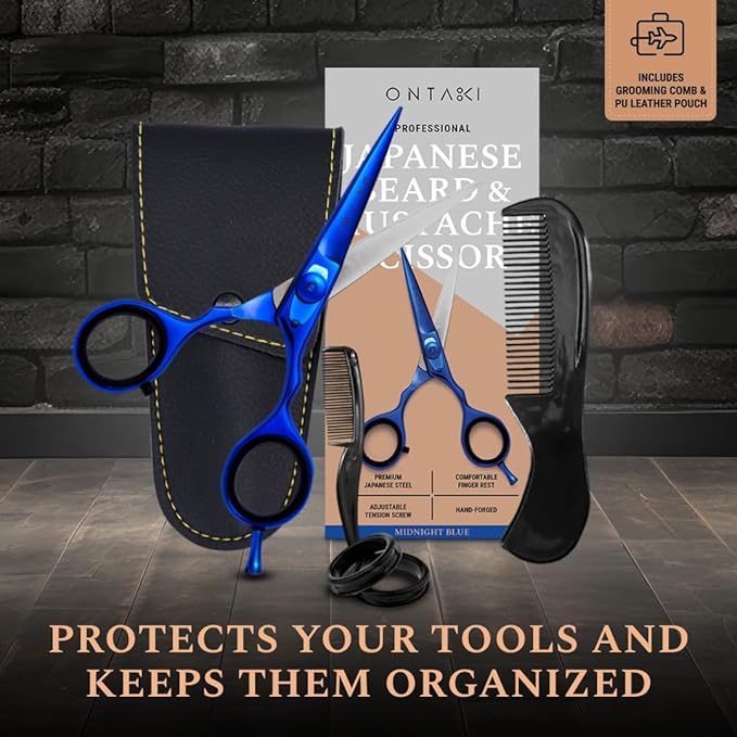 Ontaki Beard & Mustache Scissors & Combs - 5.5" Japanese Steel