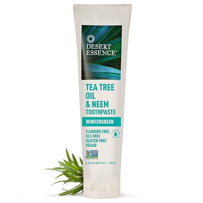 Desert Essence Tea Tree Oil and Neem Toothpaste, Wintergreen, 6.25 oz