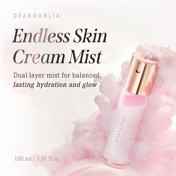 DEARDAHLIA Endless Skin Cream Mist, Dual-Layer Hydrating Face Mist, Glass Skin Glow, Toner & Essence Spray, Oil-Water Balance Care, Before & After Makeup, Vegan Korean Skincare. 3.38 fl oz